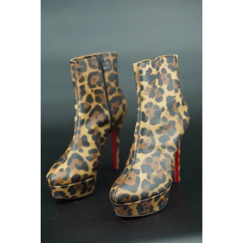 Christian Louboutin Bianca Bootie Size 39 NIB $1295 Leopard 120MM Platform